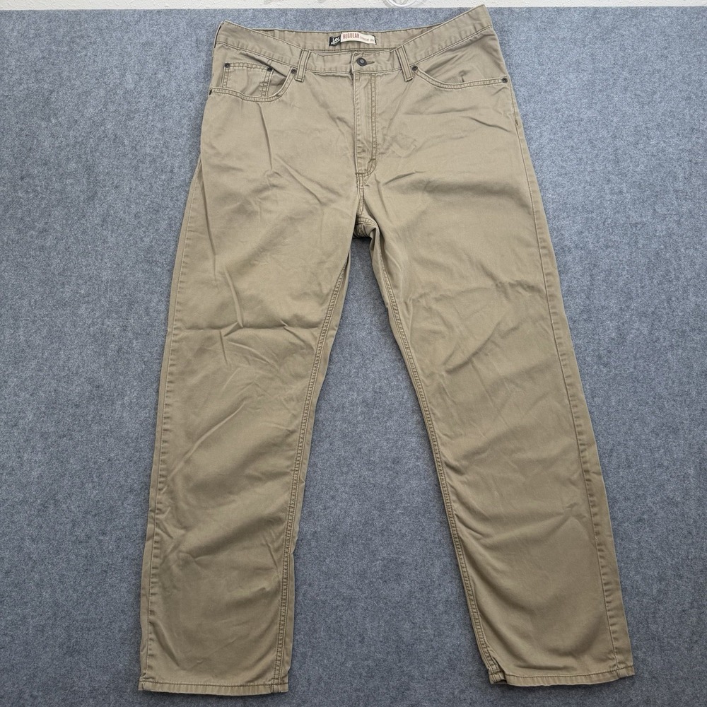 Lee Premium Select Regular Straight Leg Khaki Pants 38x32 100% Cotton Men's